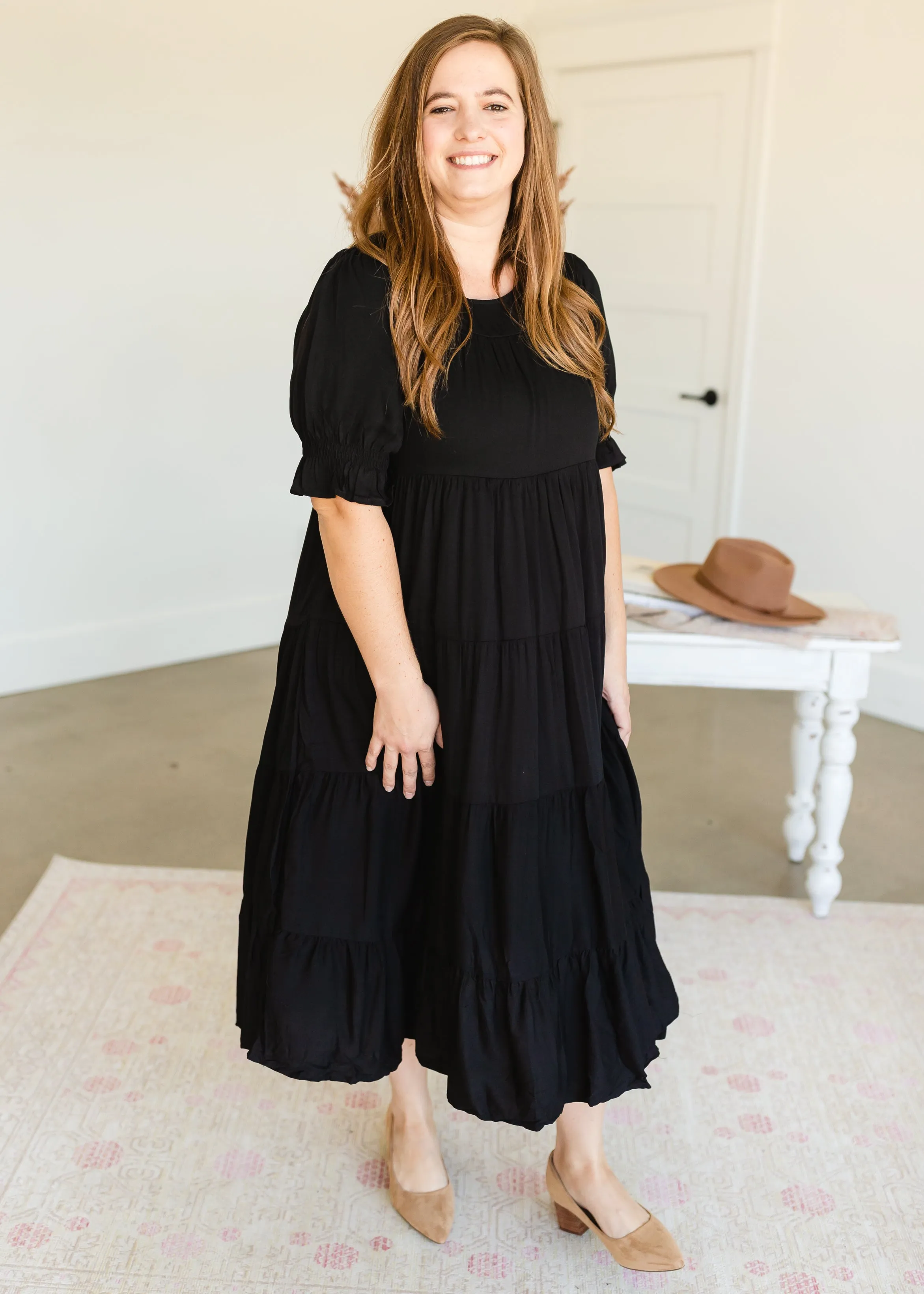 Black Tiered Ruffle Midi Dress - FINAL SALE