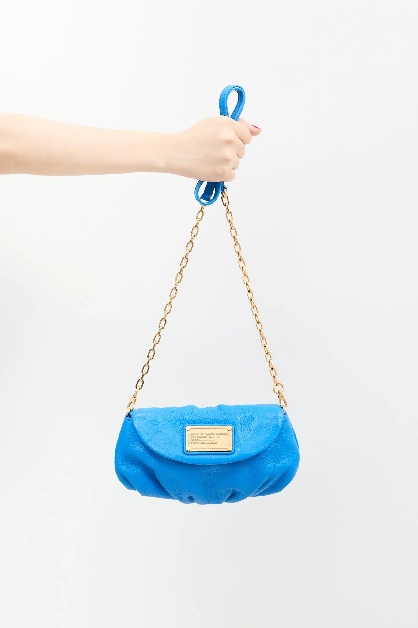 Blue Leather Classic Q Karlie Crossbody Bag