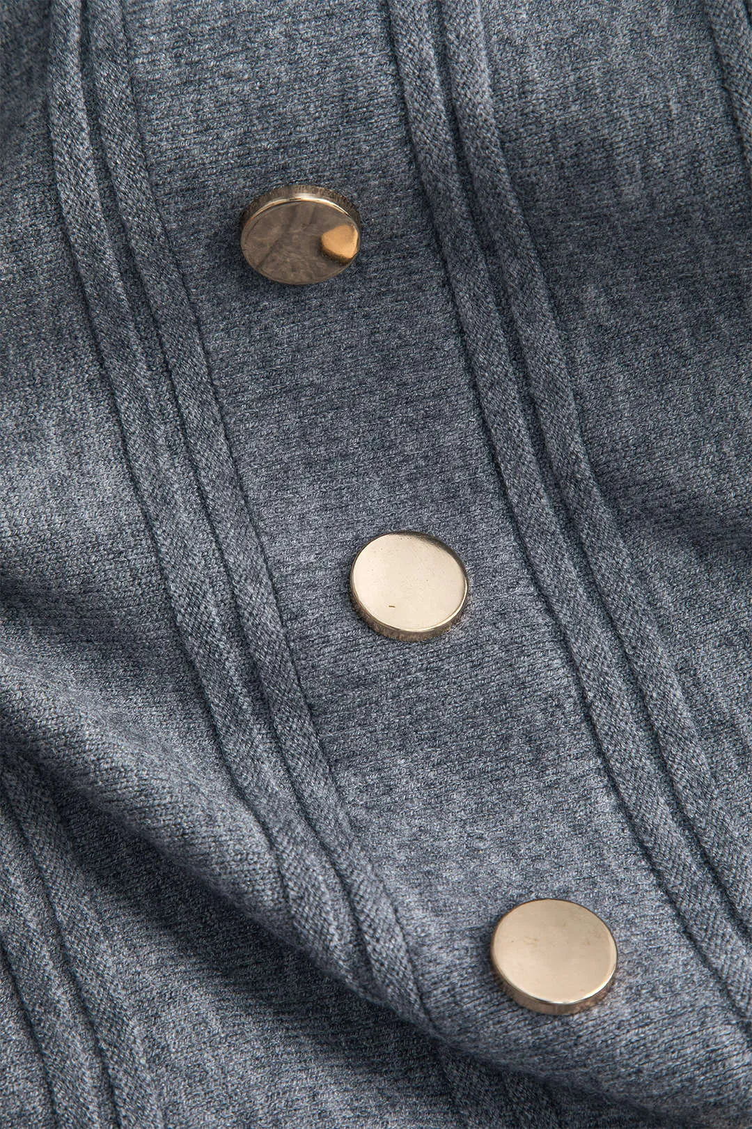 Button Metallic High Waist Skirt