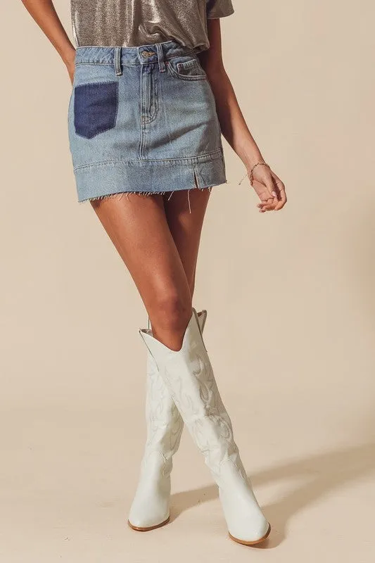 Cadillac Cantina Distressed Denim Skirt