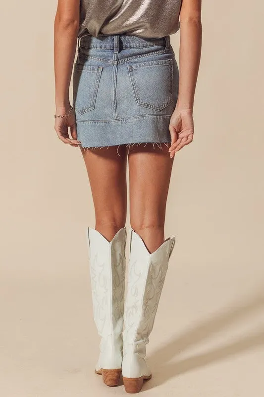 Cadillac Cantina Distressed Denim Skirt