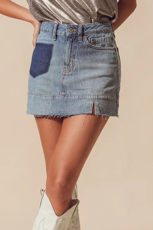 Cadillac Cantina Distressed Denim Skirt