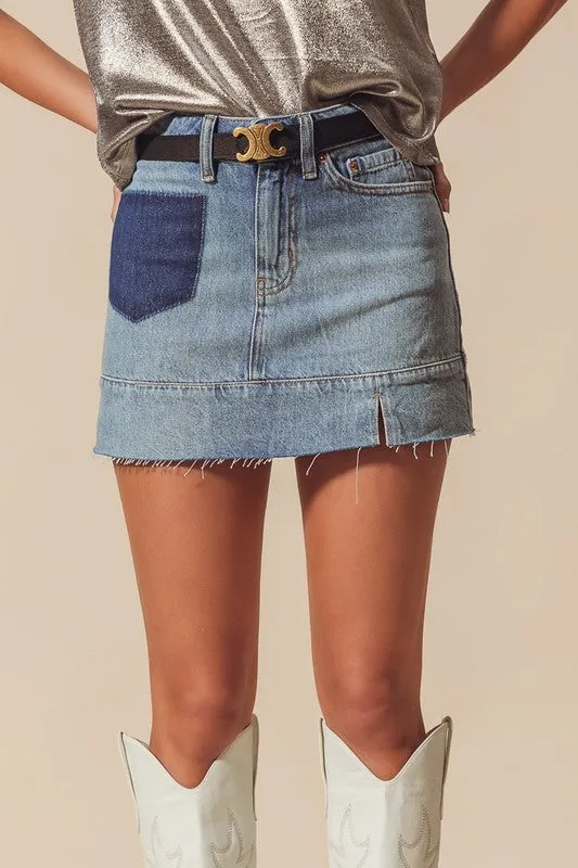 Cadillac Cantina Distressed Denim Skirt