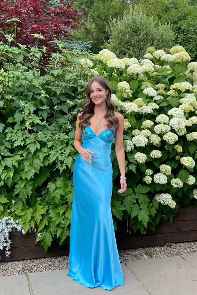Classy Spaghetti Strap Sleeveless Mermaid Satin Long Prom Dresses ,LTP3624