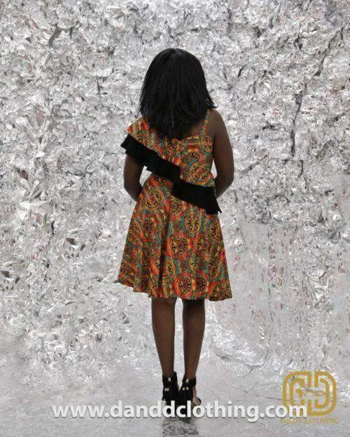 D&D Vintage Print Ruffled A-Line Dress