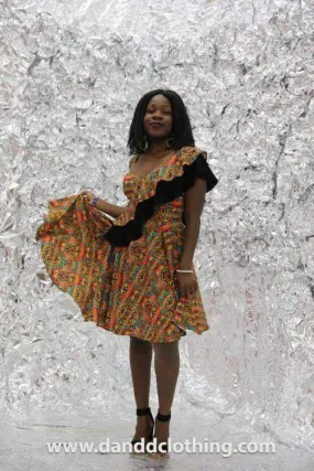 D&D Vintage Print Ruffled A-Line Dress