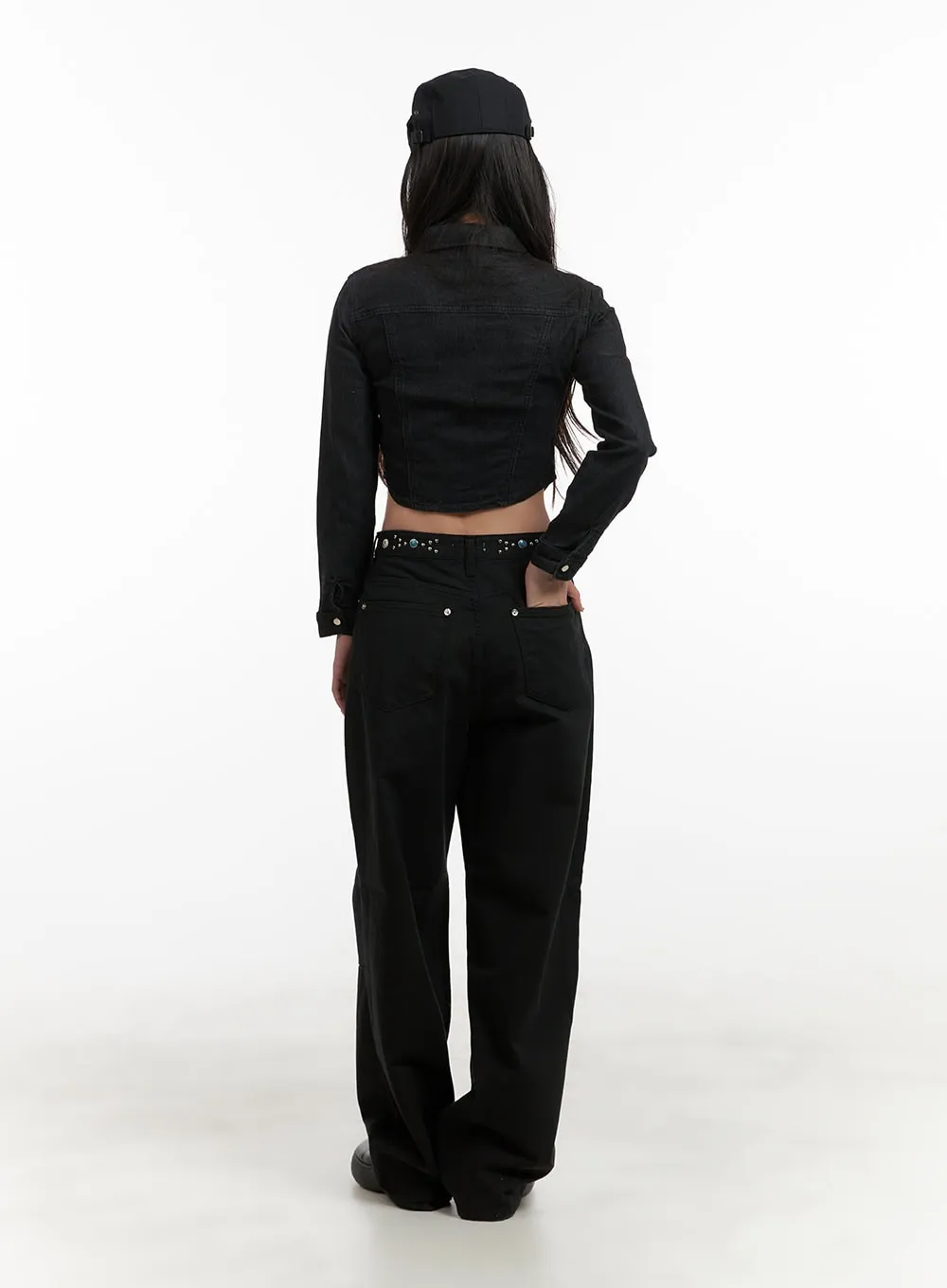 Denim Pocketed Button-Up Crop Shirt CY403