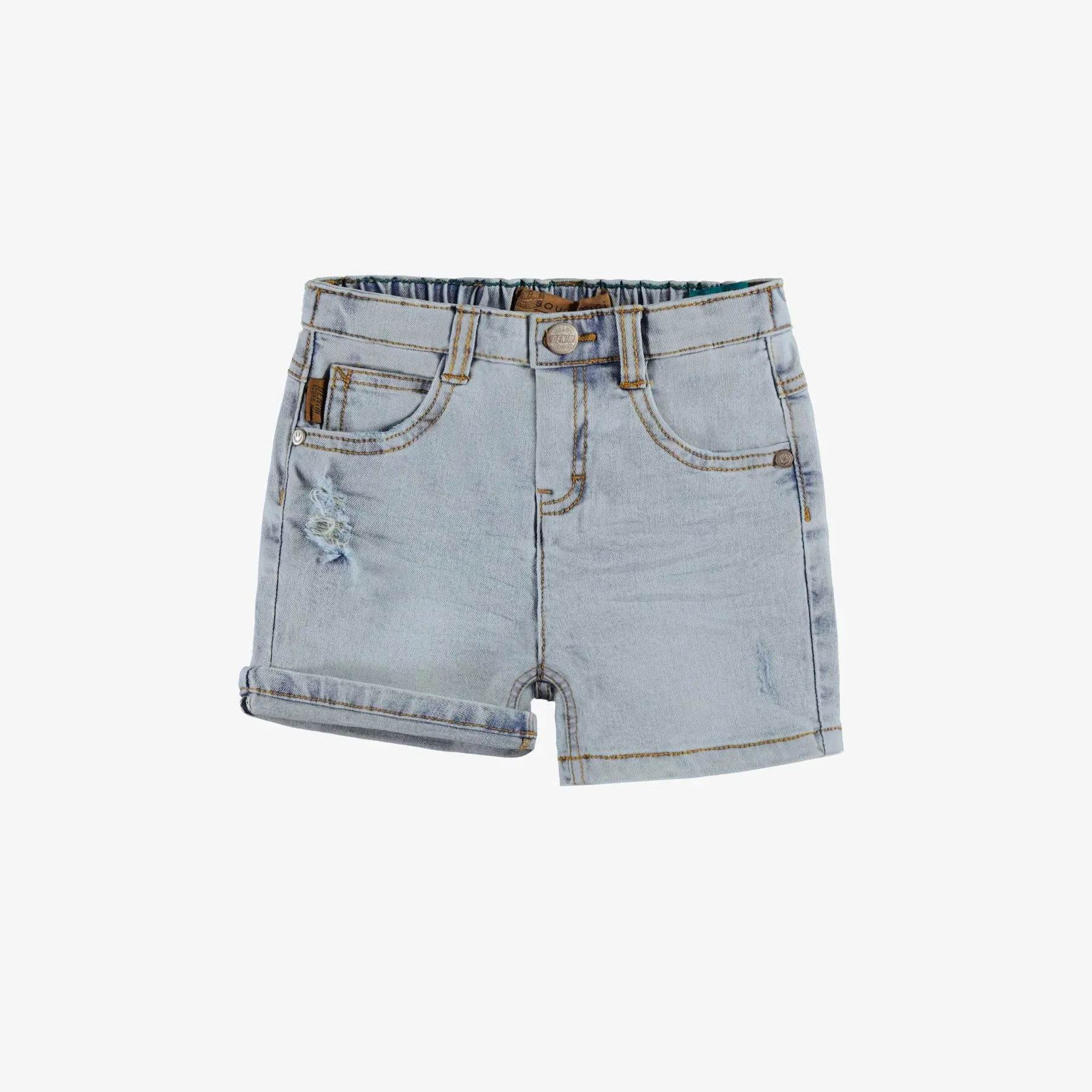 Distressed Pale Blue Denim Shorts