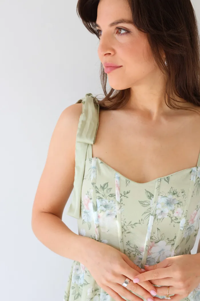Floral Midi Dress in Mint