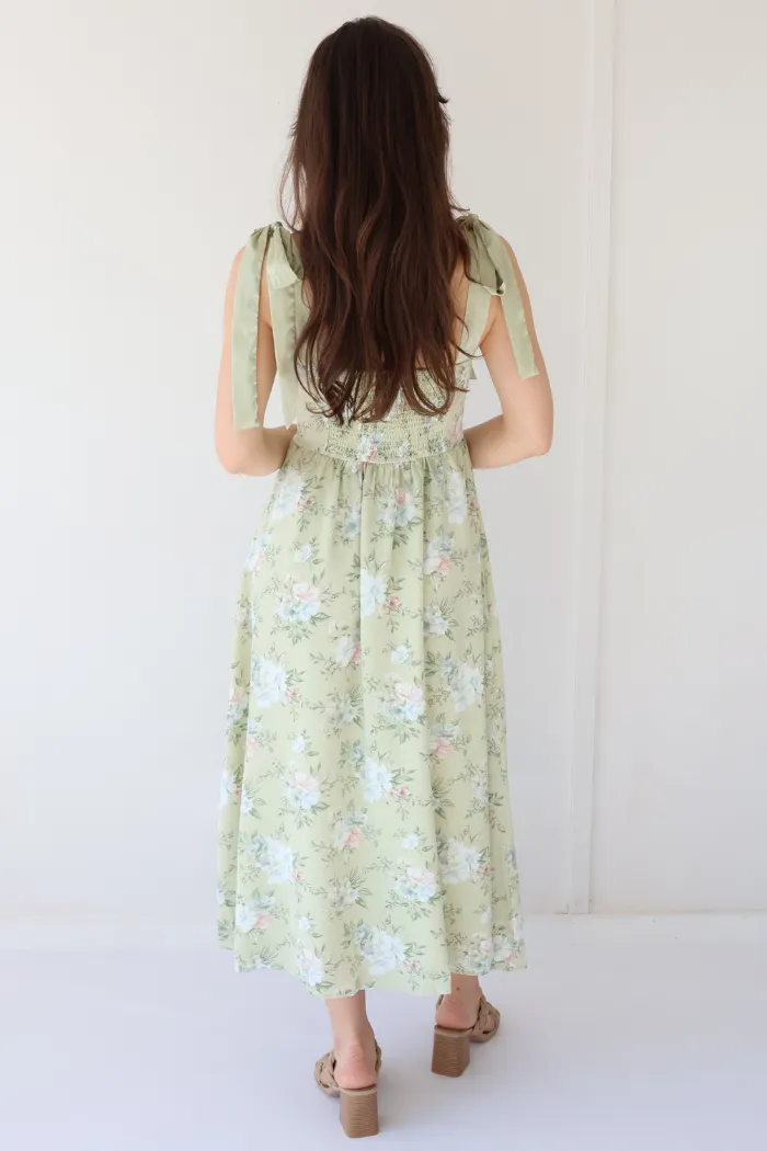 Floral Midi Dress in Mint