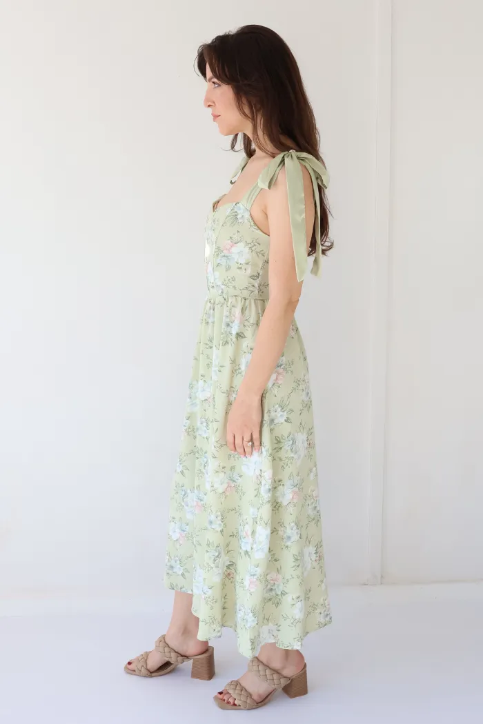 Floral Midi Dress in Mint