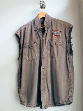Grey Vintage Denim Biker Button Up