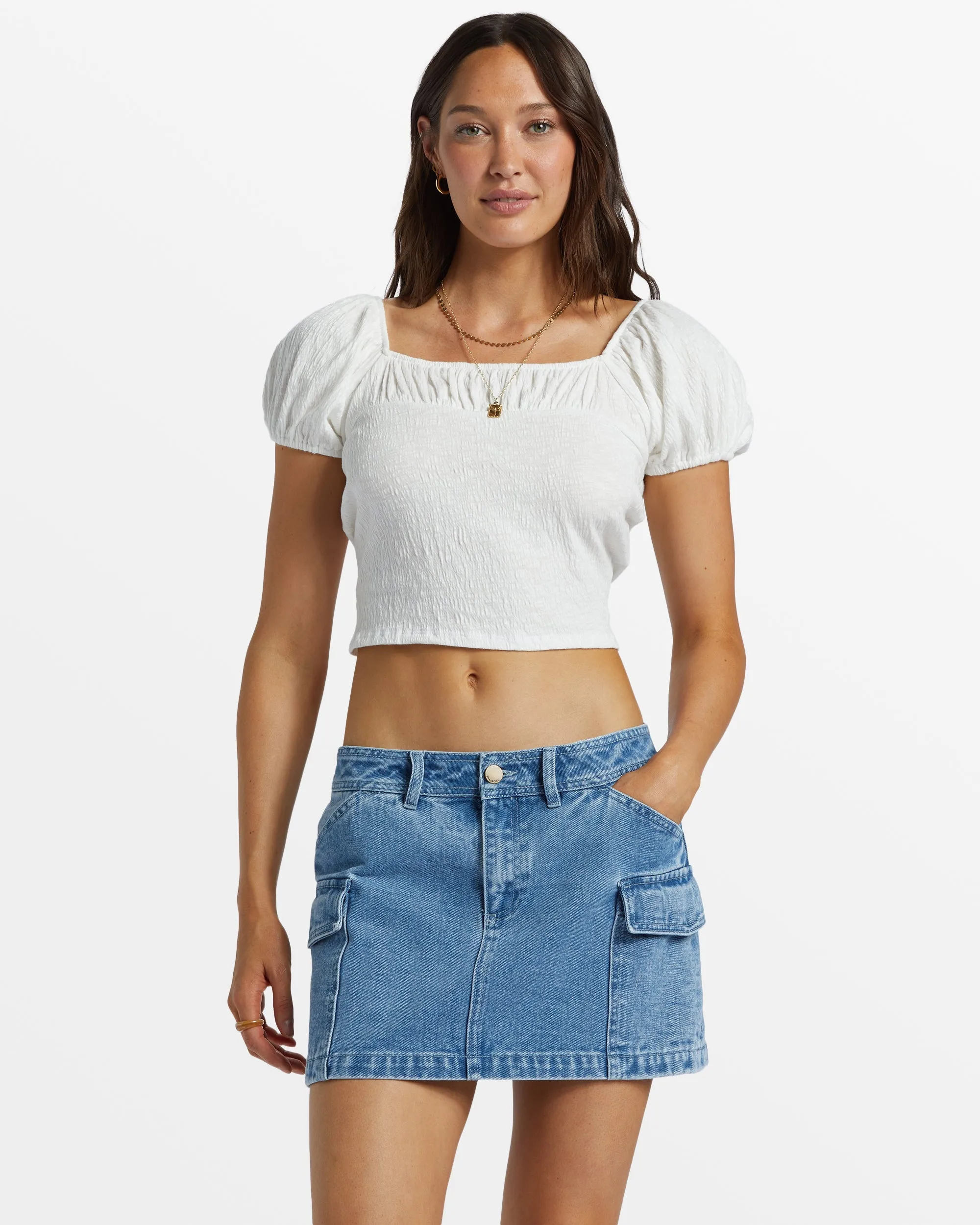 Hilary Denim Cargo Skirt - Medium Blue Rinse