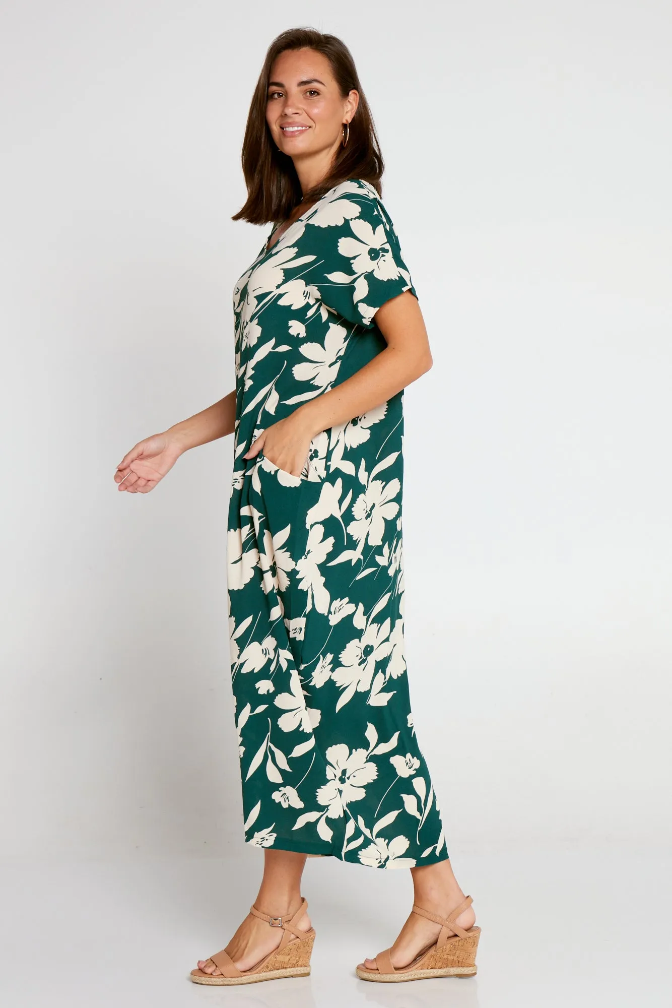 Liliana Dress - Green/Cream Floral