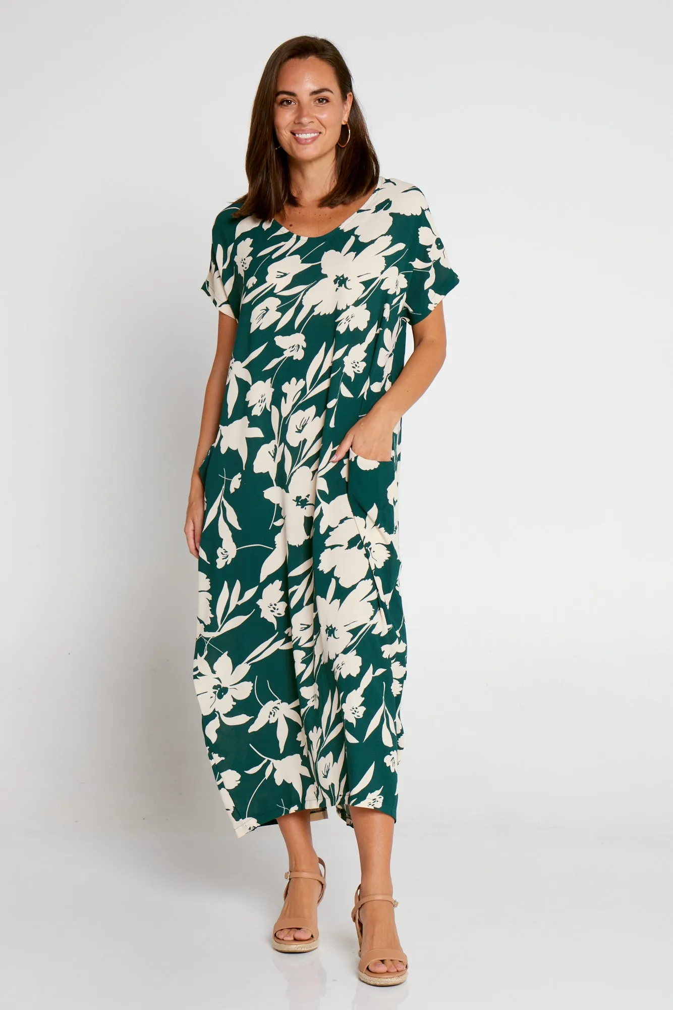 Liliana Dress - Green/Cream Floral