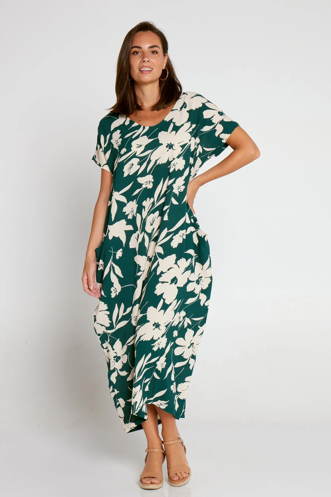 Liliana Dress - Green/Cream Floral