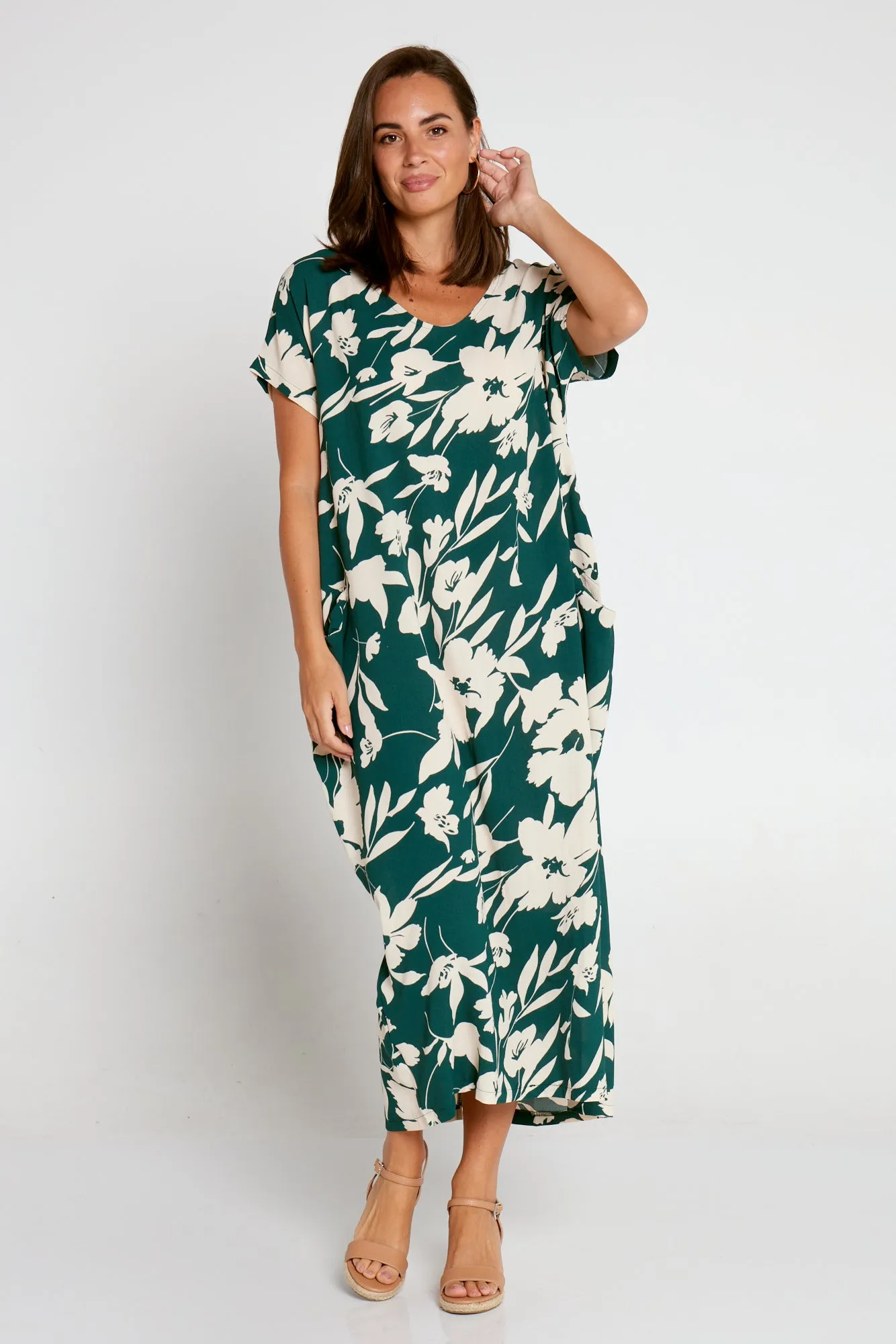 Liliana Dress - Green/Cream Floral