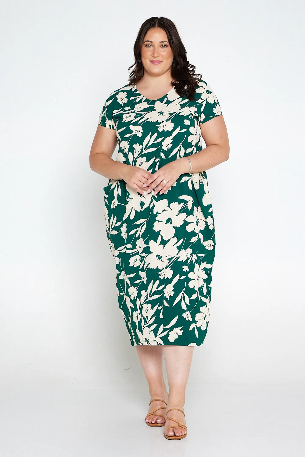 Liliana Dress - Green/Cream Floral