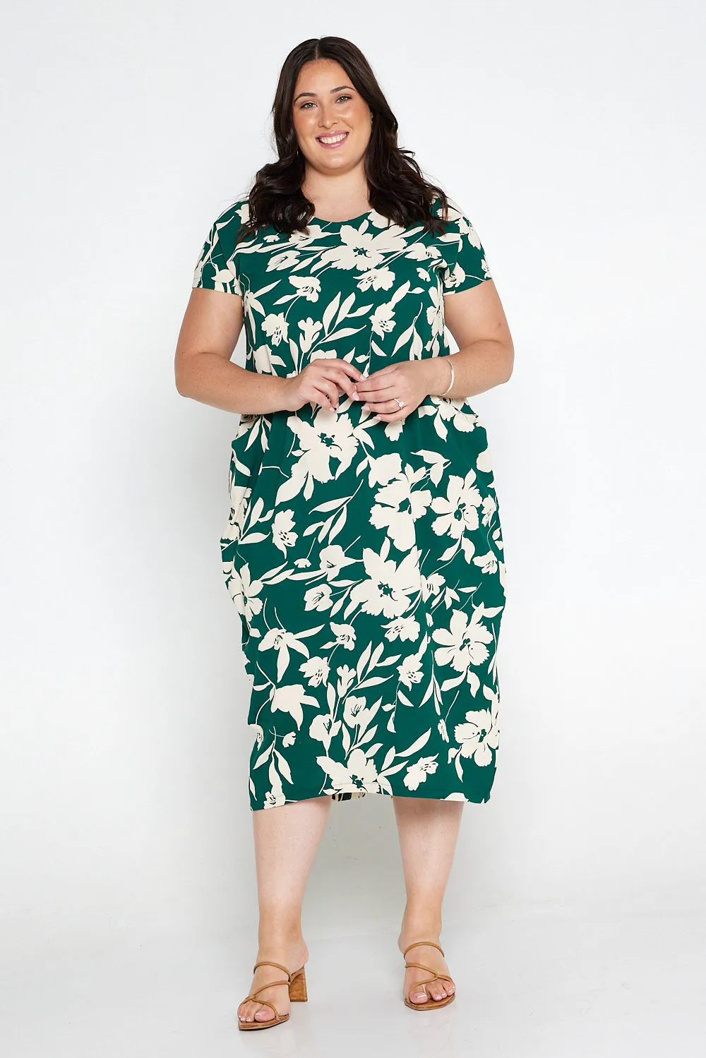 Liliana Dress - Green/Cream Floral