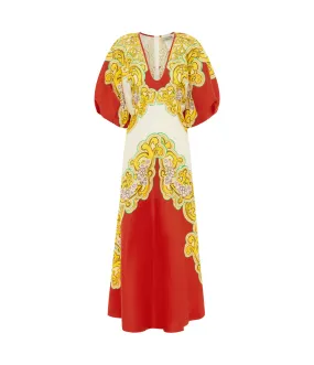 Sierra Midi Dress in Red and White