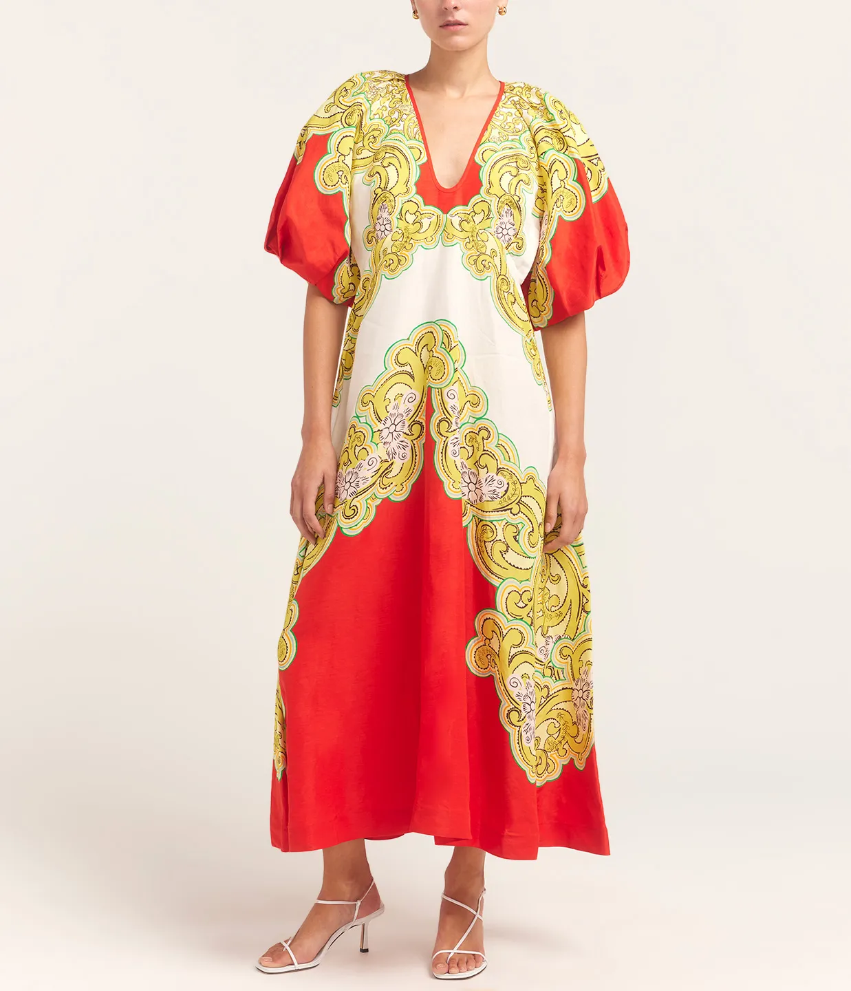 Sierra Midi Dress in Red and White