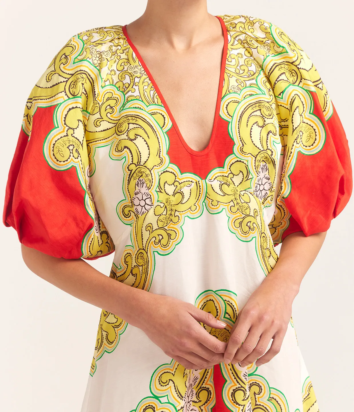 Sierra Midi Dress in Red and White