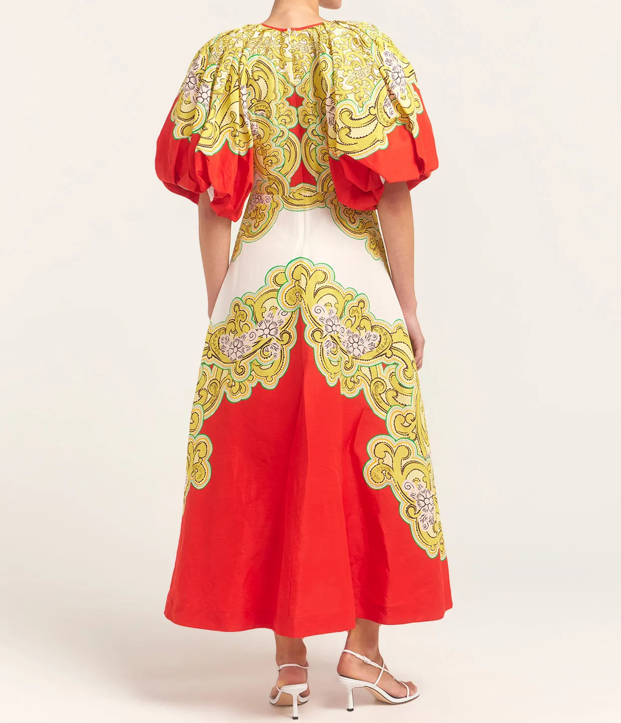 Sierra Midi Dress in Red and White