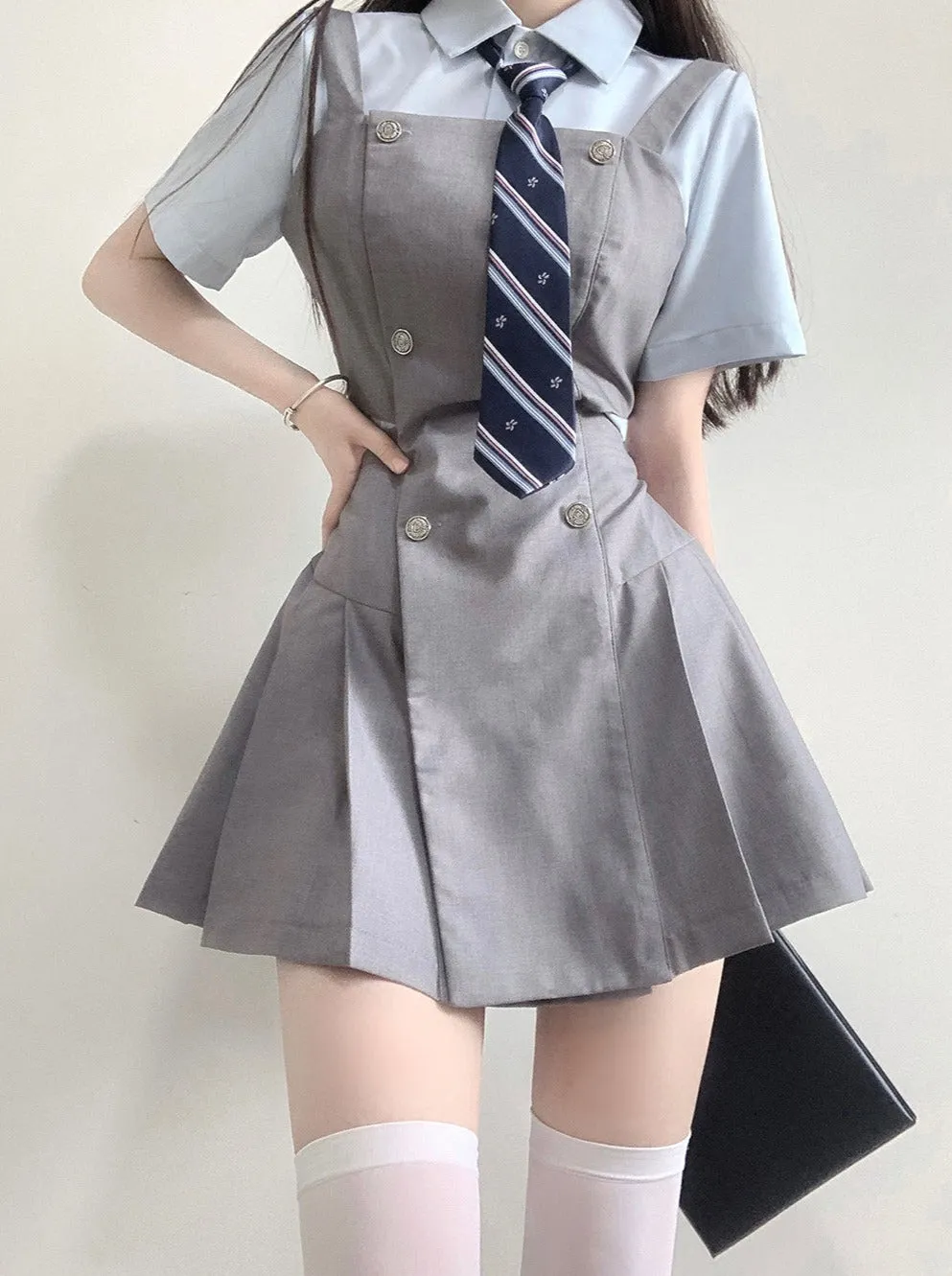 Skirt Slit Waist College Design Suspender