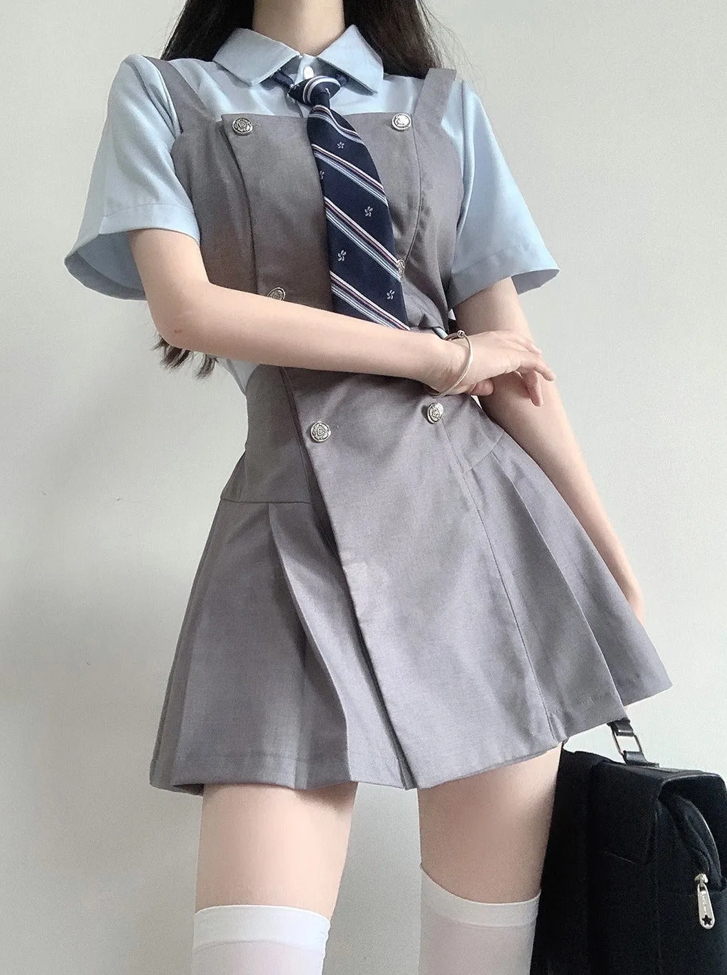 Skirt Slit Waist College Design Suspender