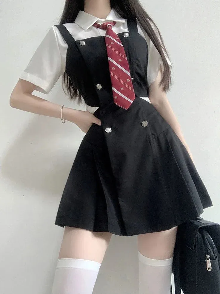 Skirt Slit Waist College Design Suspender