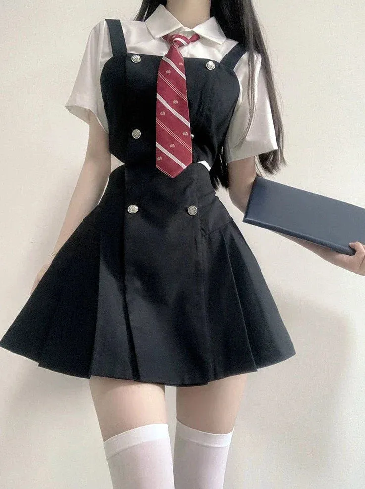 Skirt Slit Waist College Design Suspender