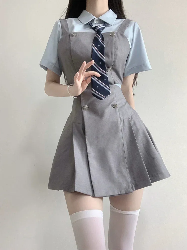 Skirt Slit Waist College Design Suspender