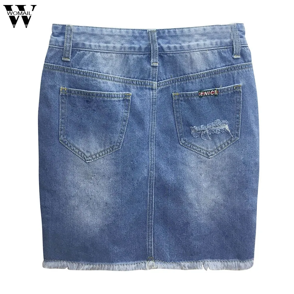 Summer women's denim skirt midi front triangle personality high waist pencil skirts