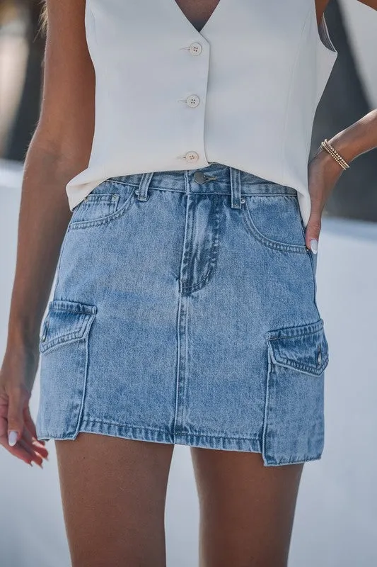 The Coy Cargo Mini Denim Skirt