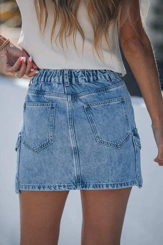 The Coy Cargo Mini Denim Skirt