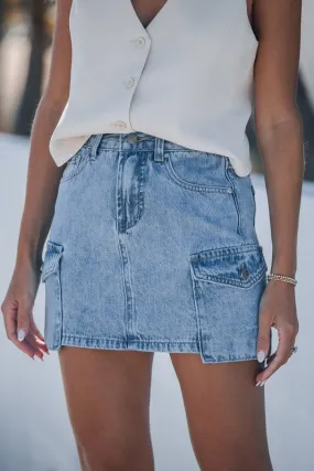 The Coy Cargo Mini Denim Skirt